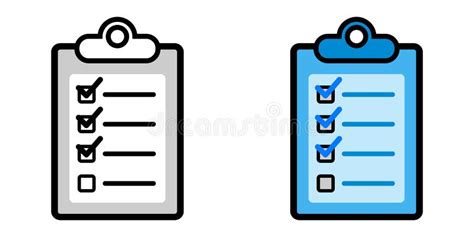 Two Colored And Black Checklists Cartoon Icon Stock Illustration