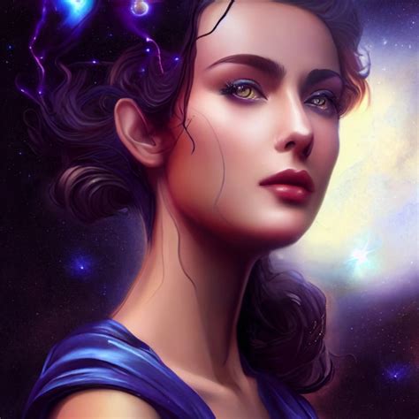 Greek Goddess Of The Galaxy With Dark Hair Black Midjourney Openart