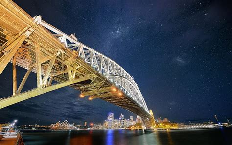 Cityscape City Building Hdr Sky Bridge Sydney Sydney Harbour