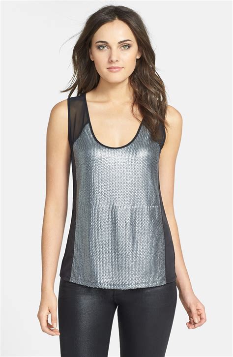 Kenneth Cole Michele Knit Tank Top In Black Antique Silver Lyst