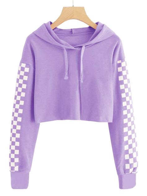 Sysea Kids Crop Tops Girls Hoodies Cute Plaid Long Sleeve Fashion