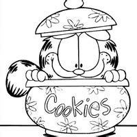 Desenho De Garfield Comendo Pote De Pipocas Para Colorir Tudodesenhos