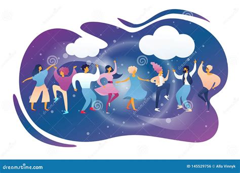 Happy People Clubbing And Dancing At Night Club Stock Vector