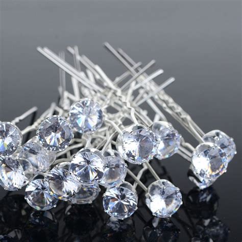 wholesale fashion 20pcs round crystal rhinestone hair pins wedding bridal accessories hair clip