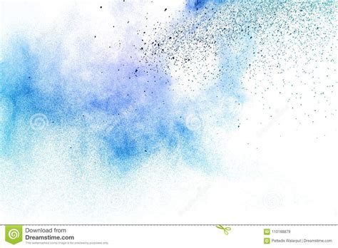 Explosion Of Blue Color Powder On White Background Stock