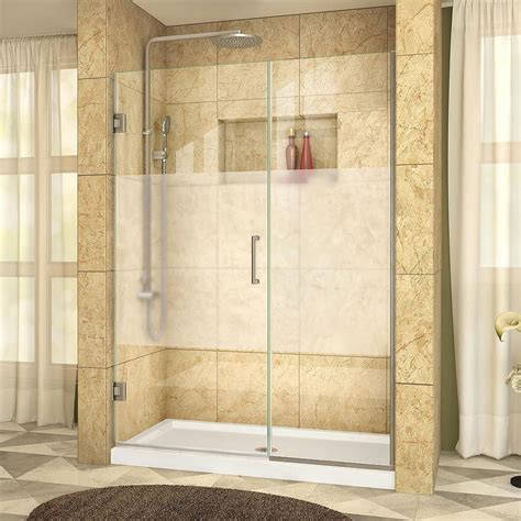 dreamline unidoor plus 49 1 2 to 50 x 72 semi frameless pivot shower door with frosted gla