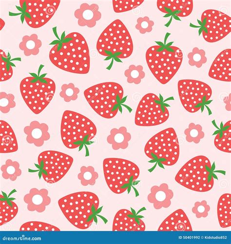 Strawberry Seamless Pattern Repeatable Background Isolated On Pink Background Vector