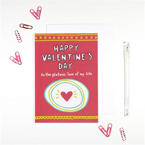 Happy Valentines Day Platonic Love Card By Angela Chick