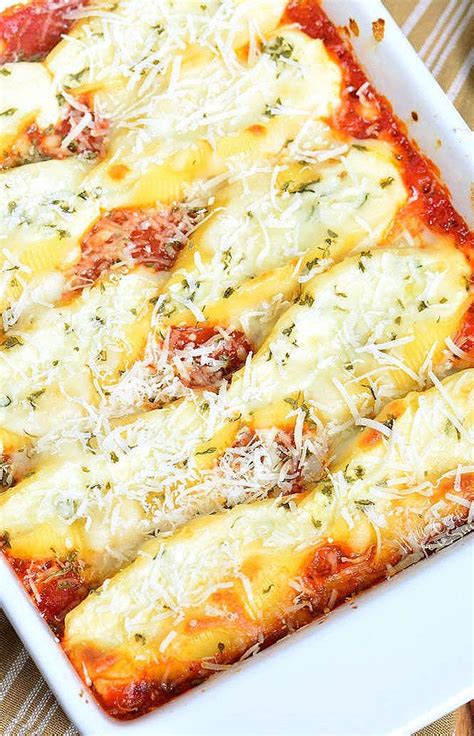 Classic Ricotta Stuffed Shells Made With Flavorful Three Cheese Ricotta Delishopedia In