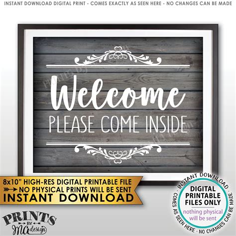 Welcome Sign Welcome Please Come Inside Please Come In Sign Etsy Canada