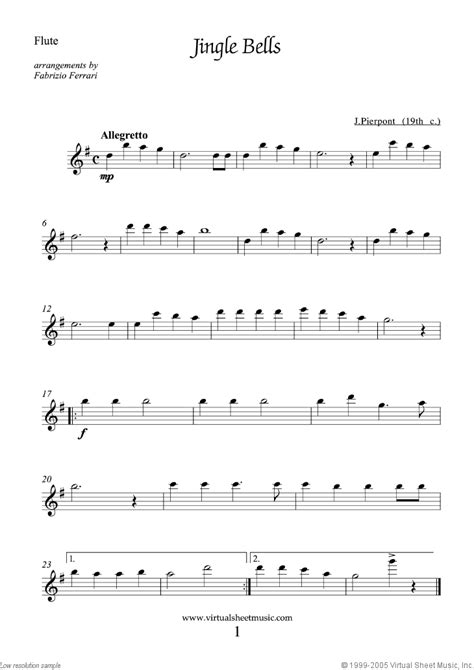 Www.capotastomusic.com flute sheet music score to the song jingle bells. Easy Christmas Flute, Violin and Cello Sheet Music PDF