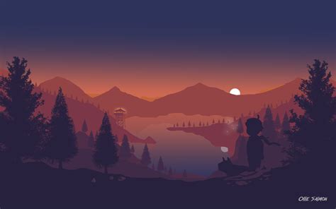 If you see some firewatch backgrounds you'd like to use, just click on the image to download to your desktop or mobile devices. "OutLook" An Olly Moss Firewatch inspired piece - Ollie Salmon *2880-1800* : Firewatch