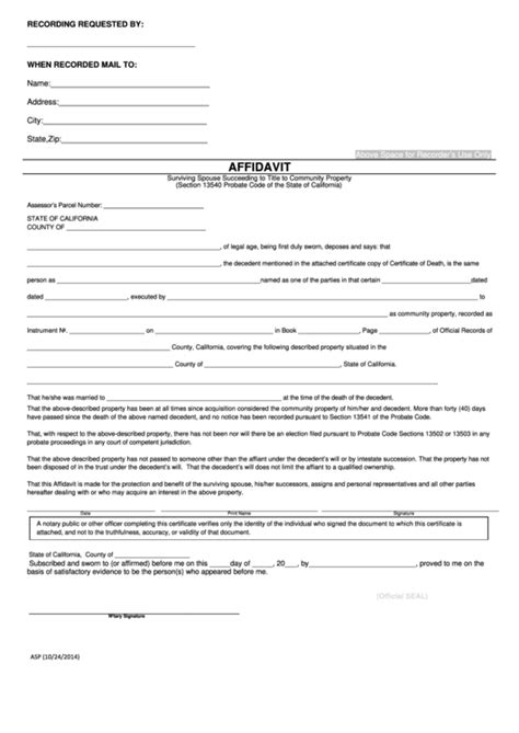 21 posts related to blank affidavit form zimbabwe pdf. Fillable Surviving Spouse Succeeding To Title To Community ...