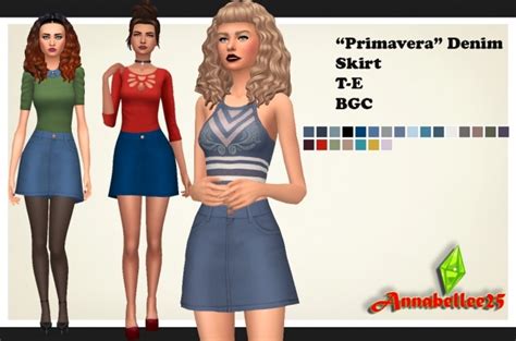 Primavera Denim Skirt By Annabellee25 Sims 4 Female Clothes