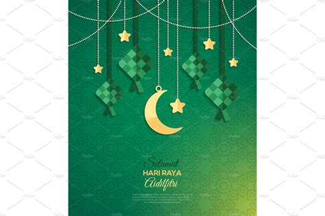 Selamat Hari Raya Aidilfitri Greeting Card Decorative Illustrations