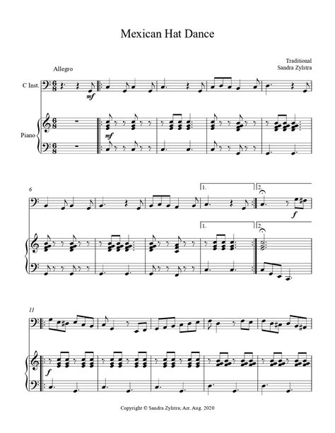 Mexican Hat Dance Bass C Instrument Solo Sheet Music Marketplace