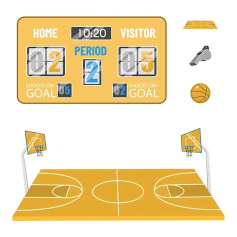 Basketballplatz Mit Score Banner Vektor Illustration Premium Vektor