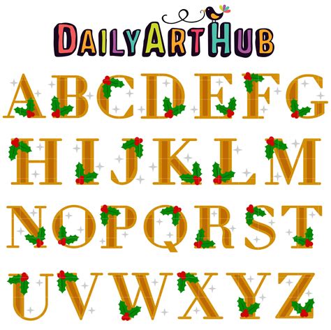 Mistletoe Holiday Alphabet Clip Art Set Daily Art Hub Free Clip Art