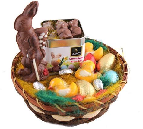 Easter Special Round Basket With Bunnies Eggs Ducks And Eggs