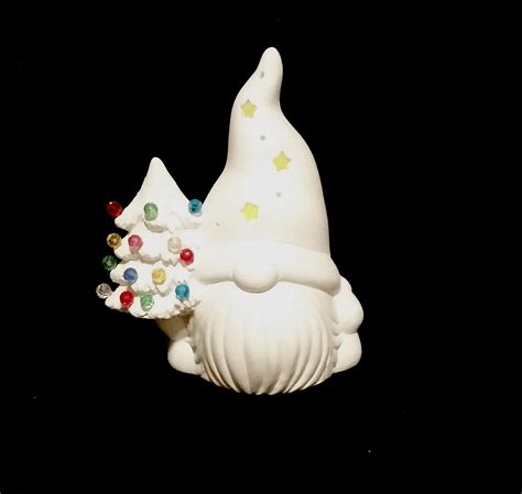 6 Ceramic Gnome With Christmas Tree And Stars Or Plain Ceramic Bisque