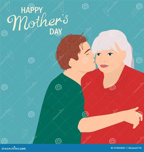 Adult Son Kissing Mother Stock Vector Illustration Of Mothers 273033601