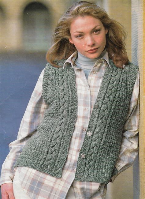 Knitted Aran waistcoat knitting pattern PDF 32-42 | Etsy