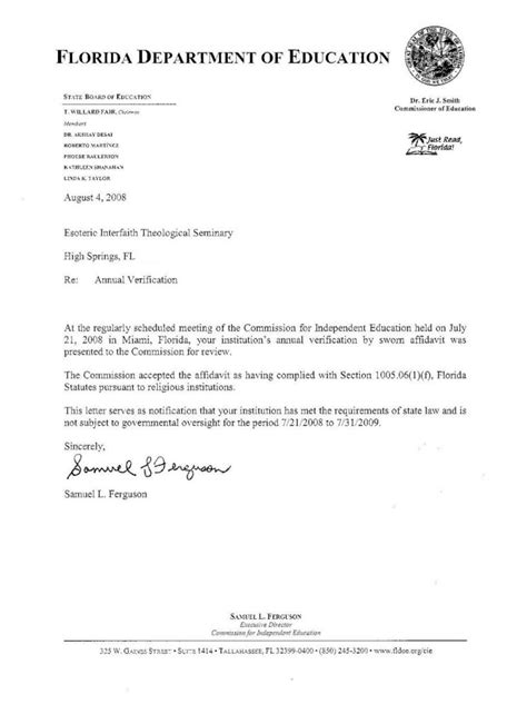 We did not find results for: Florida Letter of Exemption from Accreditation Requirement