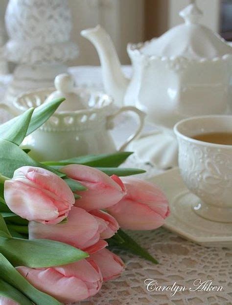 Such Beautiful Pink Tulips Tea Drinking Tea Tea Party