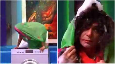 Video Sunil Grover Sat Inside A Washing Machine With Clothes As Topi Bahu टोपी बहू बनकर