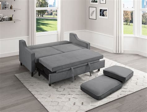 Adelia Convertible Studio Sofa W Pull Out Bed Dark Gray By