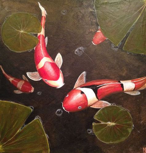 Zen Koi Fish Painting Our Timeby Michael H Prosper 20 X 20 Canvas