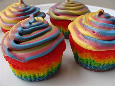 Bake for 20 to 23 minutes, until the cupcakes are set, lightly golden, and a toothpick or cake tester inserted into the center of a cupcake comes out clean. Birthday Cake: Rainbow Colored Cupcakes