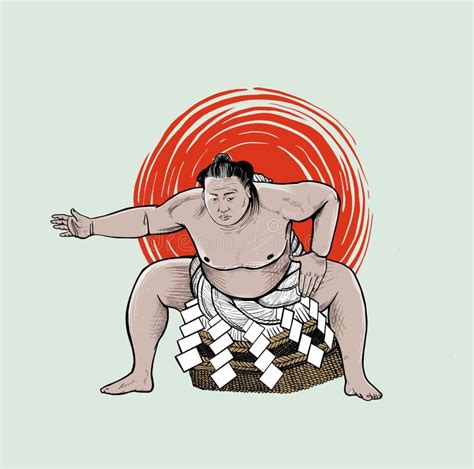 Sumo Player Vintage Sumo Wrestler Of Japan Stock Vector Illustration