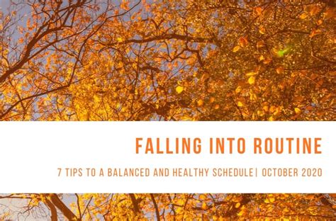 Falling Into Routine 7 Tips To A Balanced And Healthy Schedule — Bucsc