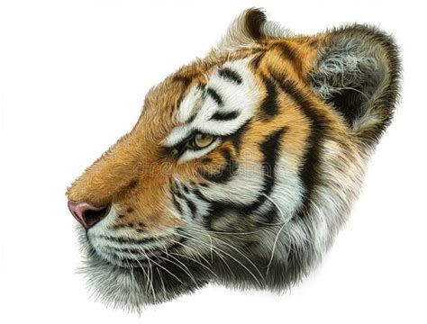 Tiger Head Side Hand Draw Isolated Stock Illustration Illustration