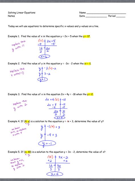 Der versuch derartige gleichungssysteme zu verstehen und zu l¨osen war einer der entscheidenden triebfedern fu¨r die moderne lineare algebra. Linear Equations Notes - Ms. Ulrich's Algebra 1 Class
