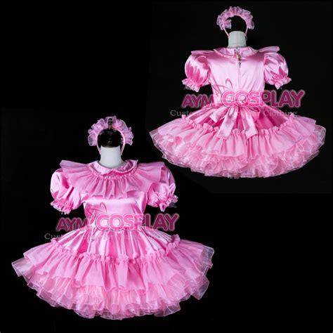 Sissy Maid Satin Dress Lockable Pink Uniform Tailor Made G2401 On