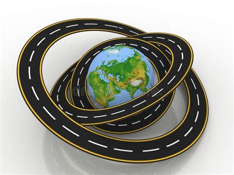 Earth Globe And Roads Around It Stock Illustration - Illustration of ...