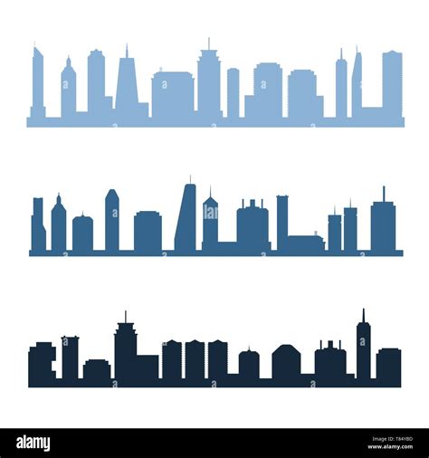 Generic City Skyline Vector Illustration Set Urban Cityscapes Stock