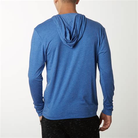 Lightweight Heathered Long Sleeve Hoodie Royal Blue S Unsimply