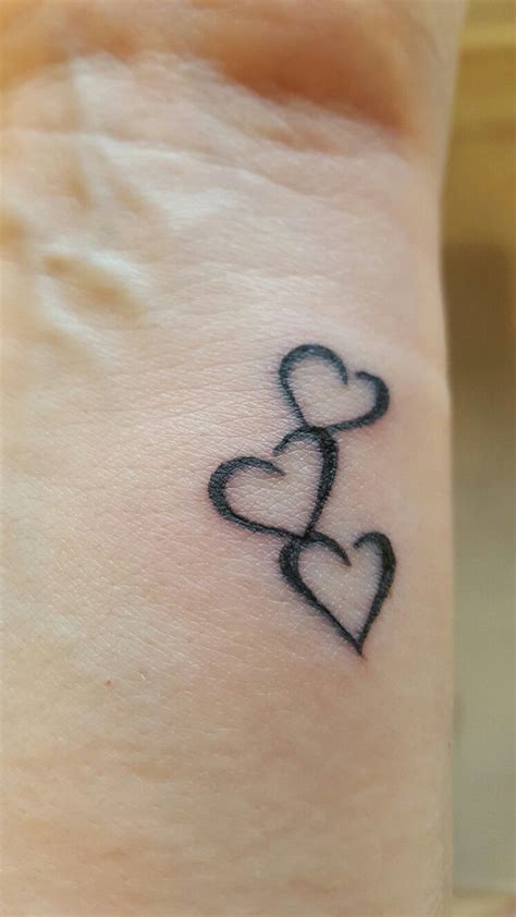 Three Hearts To Symbolise Me My Husband And Son Tattoos With Kids