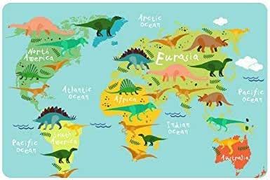 Ngzxpmyy Mapa De Dinosaurios Del Mundo Para Ni Os Y Ni Os Felpudo