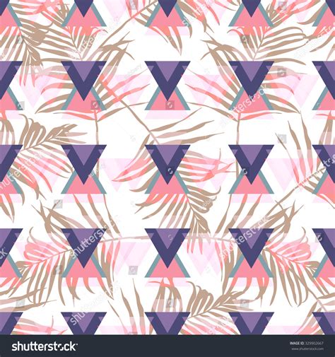 Tropical Palm Leaf Pattern Geometric Backgroundvector Stock Vector