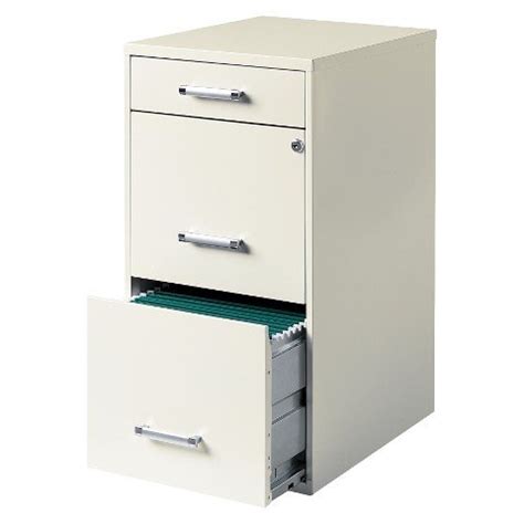 The typical office vertical file cabinet is 28½ inches deep and the drawer holds 27 inches of files. White Metal File Cabinet - Home Furniture Design