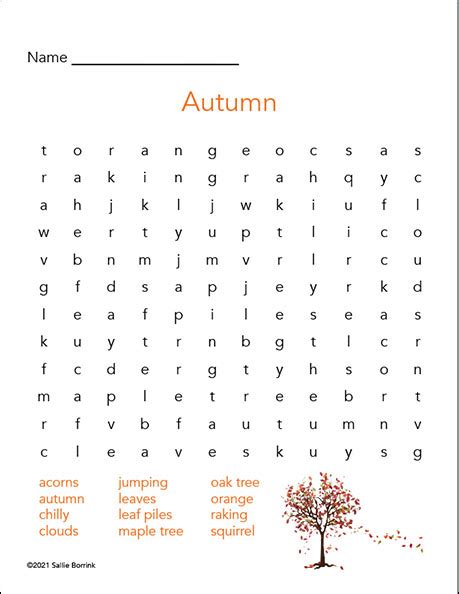 Autumn Word Search Sallie Borrink