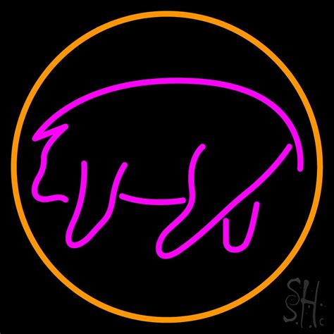 Pink Pig With Circle Neon Sign Animals Neon Signs Neon Signs Neon