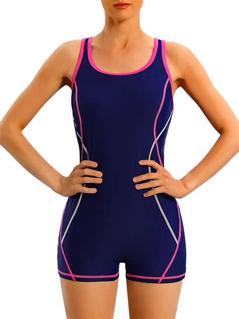 Charmo Womens Athletic One Piece Bathing Suit Boyleg Competitive
