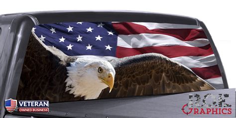 American Flag Eagle Universal Truck Rear Window 5050 Perforated Vinyl