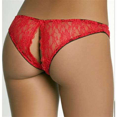 Sexy Red Sexy Crotchless Panties Lace Sleep Night