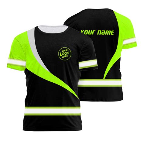 Hi Vis Shirt Uniform Reflective Black Wave Green Neon Custom Name And